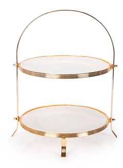 La Mesa Serving Stand 2 Tiers Round White/Gold 40 cm  - Image 2
