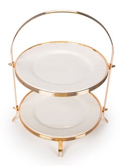 La Mesa Serving Stand 2 Tiers Round White/Gold 40 cm  - Image 3