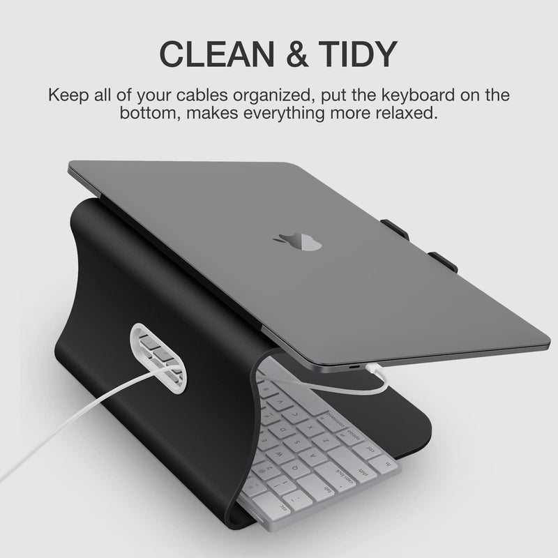Bestand Laptop Stand, Aluminum Notebook Holder Riser Heat-Vent for MacBook Air/Pro, Dell, HP, Lenovo, Microsoft Surface, Samsung 11-16 inches Notebook (Black) - Image 3