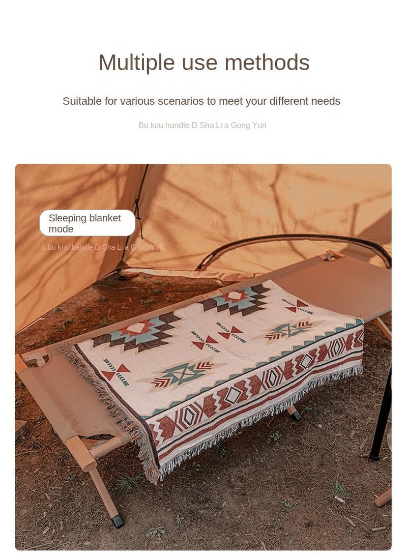 Bluejw Throw Blanket Bohemian Tassel Blanket Camping Blanket Picnic Blanket Suitable For Camping, Outdoors, Homestay, For Couch, Sofa, Bed 90x150cm  - Image 3