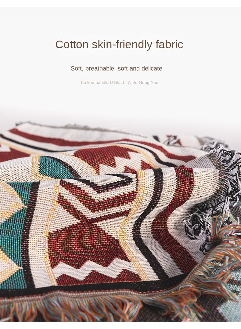 Bluejw Throw Blanket Bohemian Tassel Blanket Camping Blanket Picnic Blanket Suitable For Camping, Outdoors, Homestay, For Couch, Sofa, Bed 90x150cm  - Image 2
