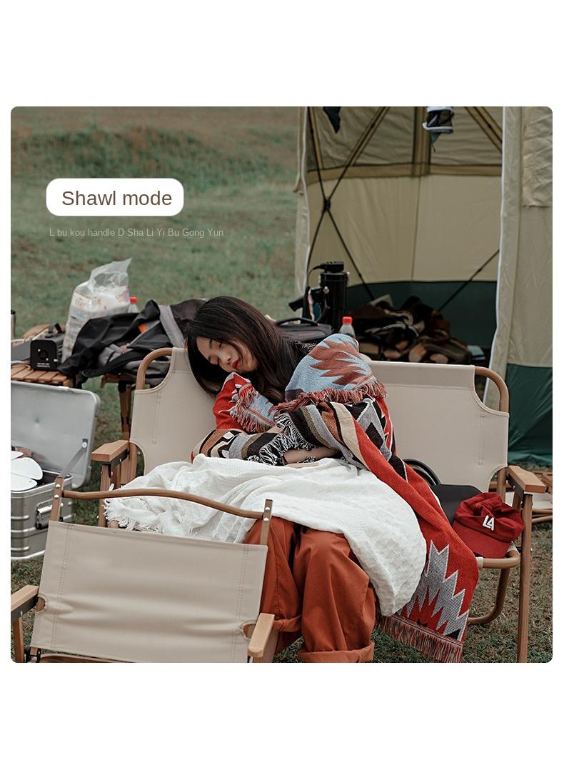 Bluejw Throw Blanket Bohemian Tassel Blanket Camping Blanket Picnic Blanket Suitable For Camping, Outdoors, Homestay, For Couch, Sofa, Bed 90x150cm  - Image 5