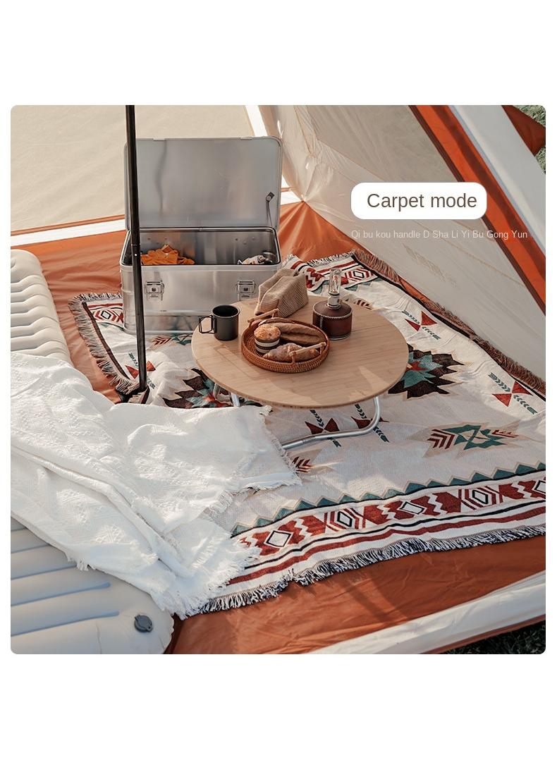 Bluejw Throw Blanket Bohemian Tassel Blanket Camping Blanket Picnic Blanket Suitable For Camping, Outdoors, Homestay, For Couch, Sofa, Bed 90x150cm  - Image 4