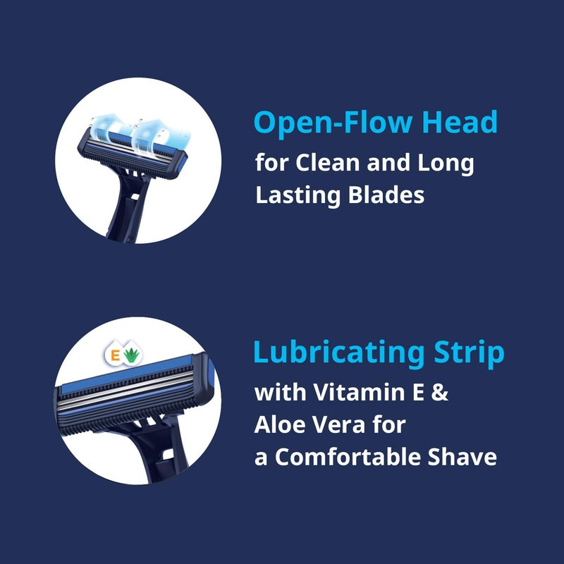 Dorco Pace 2 Disposable Razors for Men (30ct), 2 Blades Shaving Razor, Open-Flow for Easy Rinsing, Lubricating Strip for a Comfortable Shave, Ideal for Travel and Everyday Use - Image 3