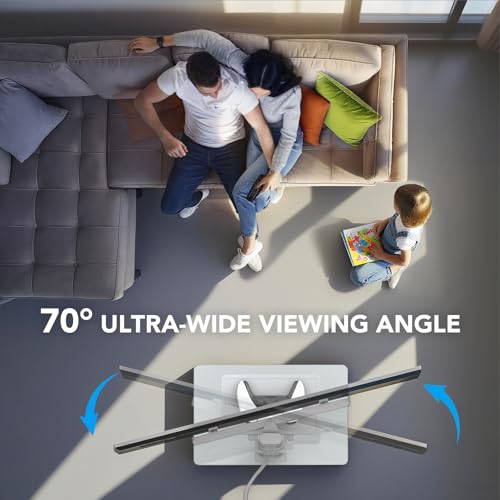AX WABER Floor TV Stand with Power Outlet& Shelf, Universal TV Stand Mount for 27-65 inch TV up to 88lbs, 70 Degree Swivel 9 Level Height Adjustable with Tempered Glass Base for Bedroom, Office White - Image 4