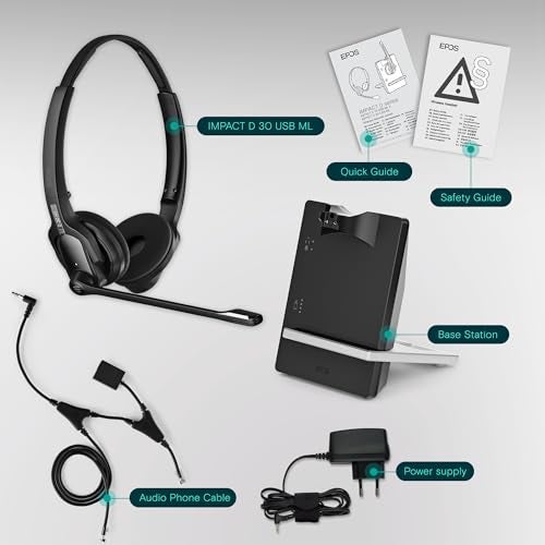EPOS Impact D 30 Phone - Wireless DECT Dual Ear Headset for Connection to a Desk Phone, Black - Image 5