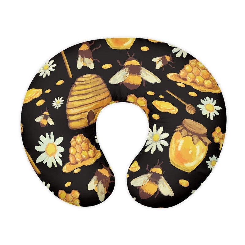 Forchrinse Bee Daisy Nursing Pillow Cover Stretch Baby Removable Nursing Covers for Breastfeeding PillowCute Infant Feeding Pillow Cover for Bottle and Breast Feeding - Image 1