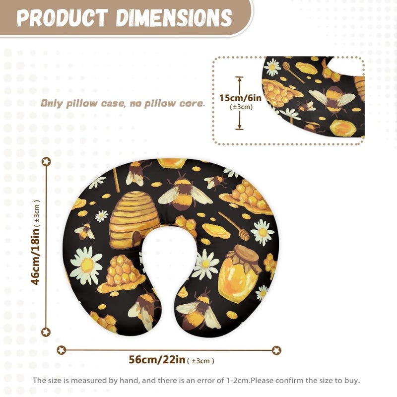 Forchrinse Bee Daisy Nursing Pillow Cover Stretch Baby Removable Nursing Covers for Breastfeeding PillowCute Infant Feeding Pillow Cover for Bottle and Breast Feeding - Image 3