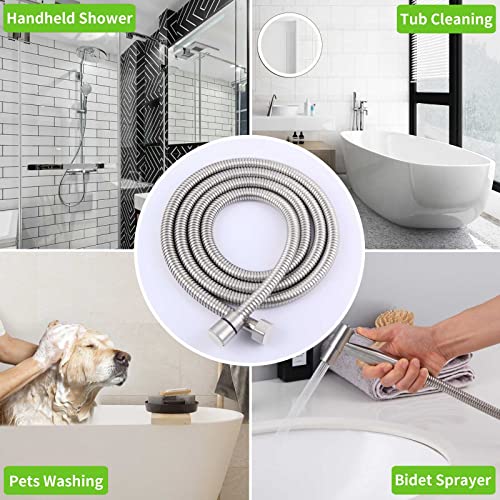 Angle Simple خرطوم دش محمول 79 بوصة، زاوية بسيطة من الفولاذ المقاوم للصدأ، خرطوم رش دش مرن، خرطوم استبدال دش 1/2 بوصة IPS، خرطوم تمديد دش، نيكل مصقول - Image 3