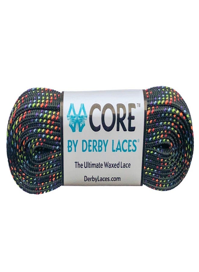 Derby Laces CORE Narrow 6mm Waxed Lace for Figure Skates, Roller Skates, Boots, and Regular Shoes (Rainbow, 45 Inch / 114 cm)