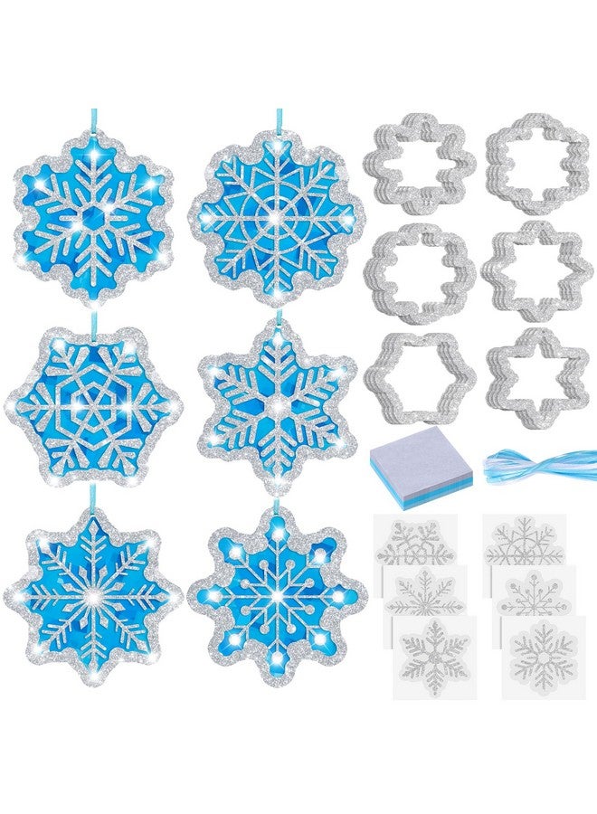 Epakh 36 Sets Snowflakes Craft Kit Snow Tissue Paper Sign Craft Winter Christmas Craft Make Your Own Xmas Tree Hanging Ornament for Party Holiday DIY Home Activities - Image 1