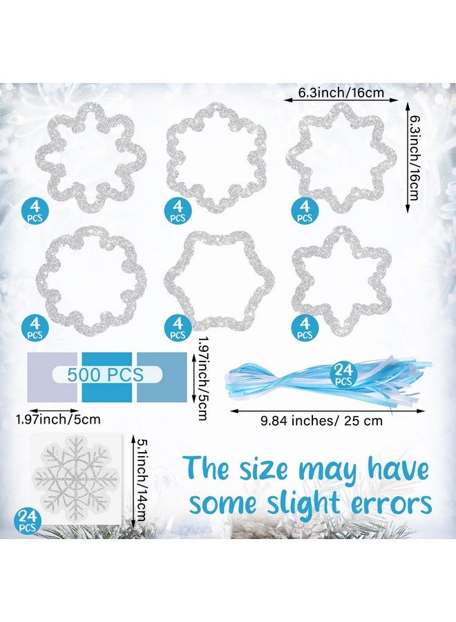 Epakh 36 Sets Snowflakes Craft Kit Snow Tissue Paper Sign Craft Winter Christmas Craft Make Your Own Xmas Tree Hanging Ornament for Party Holiday DIY Home Activities - Image 2
