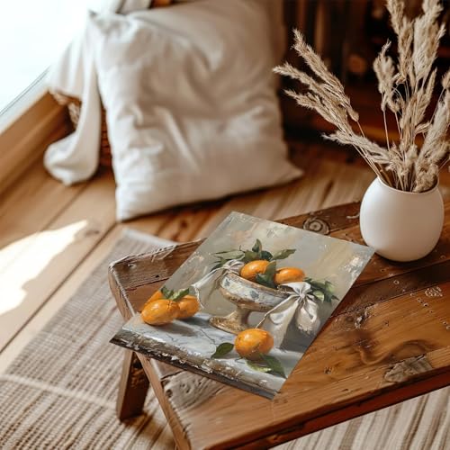 XOCUUI Farmhouse Still Life Picture Living Room - Rustic Vintage Decor for Bedroom - Tangerine Orange Fruit Moody Muted Oil Painting Art Deco Wall Art for Kitchen - 8x10inch Unframed - Image 5