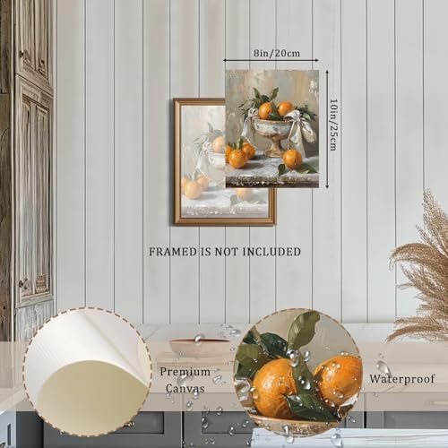 XOCUUI Farmhouse Still Life Picture Living Room - Rustic Vintage Decor for Bedroom - Tangerine Orange Fruit Moody Muted Oil Painting Art Deco Wall Art for Kitchen - 8x10inch Unframed - Image 2