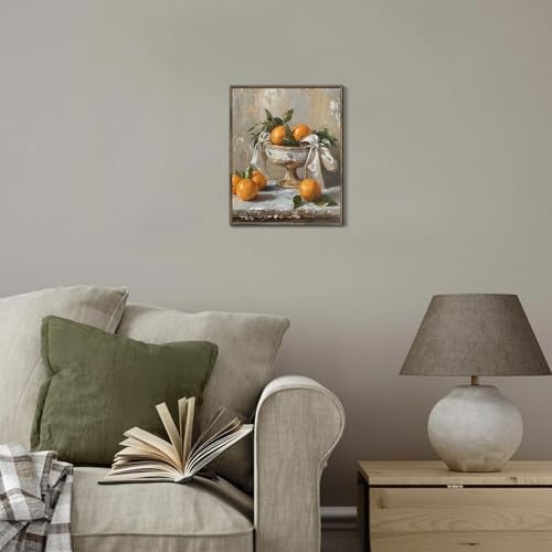 XOCUUI Farmhouse Still Life Picture Living Room - Rustic Vintage Decor for Bedroom - Tangerine Orange Fruit Moody Muted Oil Painting Art Deco Wall Art for Kitchen - 8x10inch Unframed - Image 4