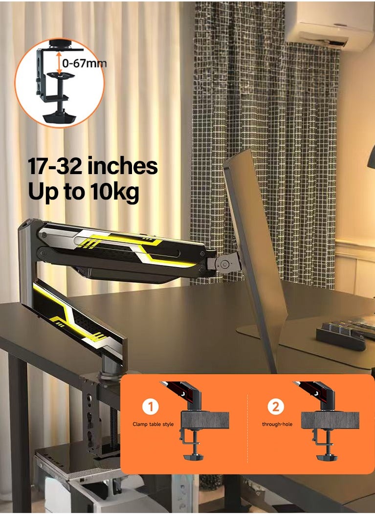 XiuWoo Monitor Mount Gas Spring Monitor Arm Desk Mount Fully Adjustable Fits 17-32inch Monitors Weight Capacity up to 10kg  - Image 3