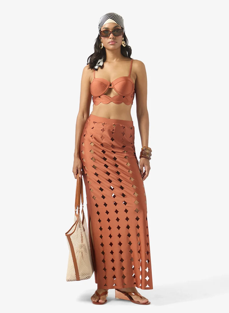 Soleira  Laser Cut Out Bikini Set With Skirt for Women | Best Price UAE