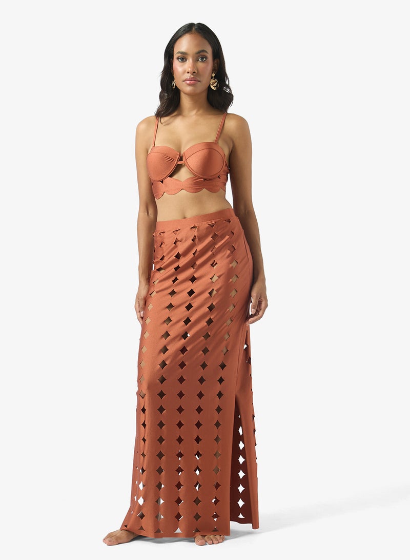 Soleira Laser Cut Out Bikini Set With Skirt - Image 1