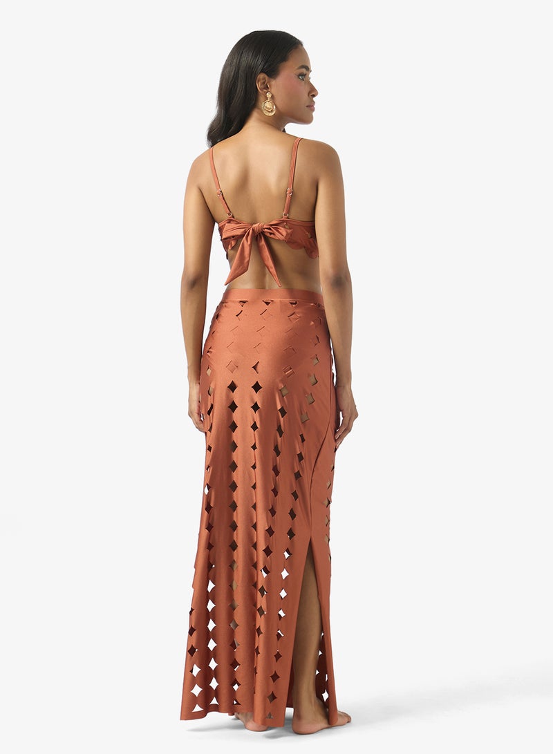 Soleira Laser Cut Out Bikini Set With Skirt - Image 2