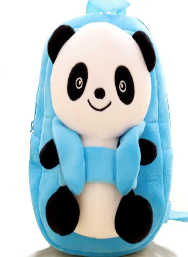 Frantic Kids Soft Cartoon Animal Travelling School Bag Soft Plush Standard 1 Compartment Backpack Boys Girls Baby For 2 To 5 Years Baby/Boys/Girls Nursery, Preschool,(Sky Big Panda) Standard, 10 Litre - Image 1
