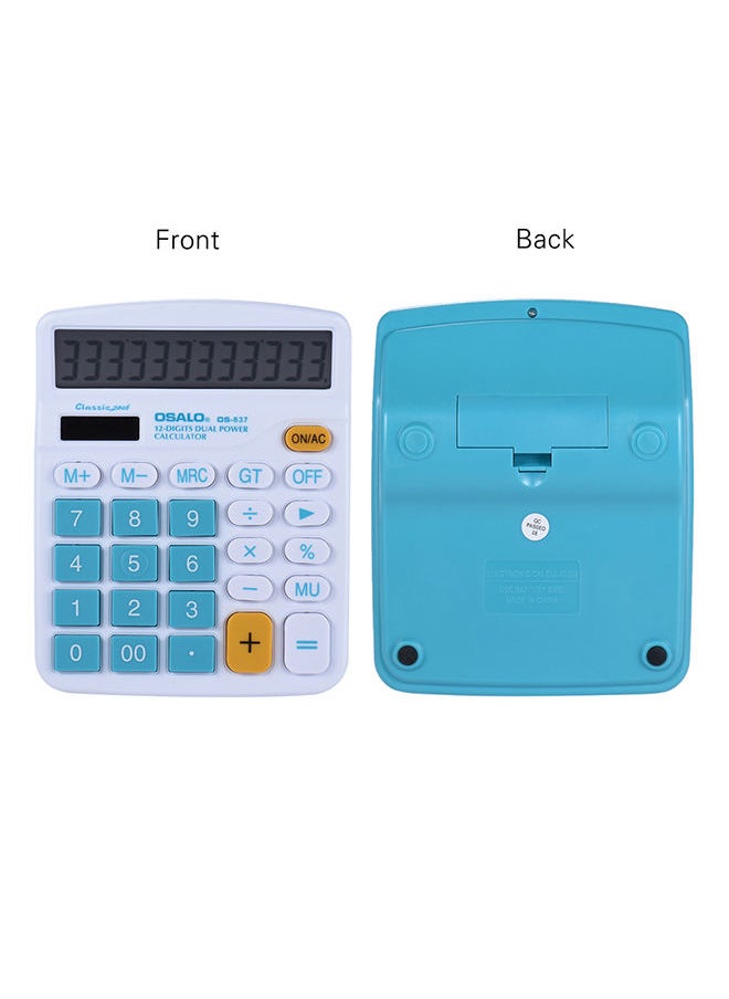 NIBEMINENT 12-Digit Dual Power Basic Calculator Blue  - Image 2