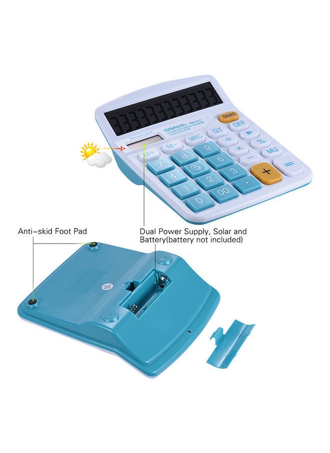 NIBEMINENT 12-Digit Dual Power Basic Calculator Blue  - Image 4