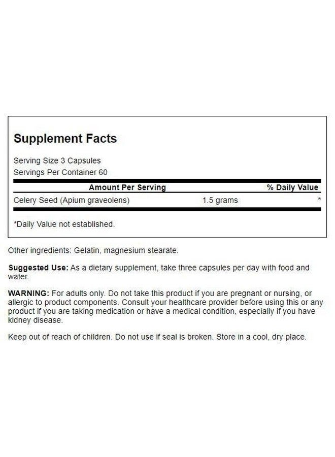 Swanson Celery Seed Extract (Cellery) Urinary Health Antioxidant Support Phytochemicals Volatile Oils Supplement Maximum Strength 500 mg 180 Capsules - Image 2