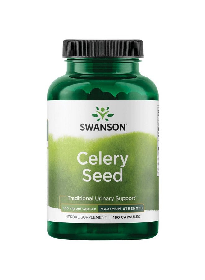 Swanson Celery Seed Extract (Cellery) Urinary Health Antioxidant Support Phytochemicals Volatile Oils Supplement Maximum Strength 500 mg 180 Capsules - Image 1