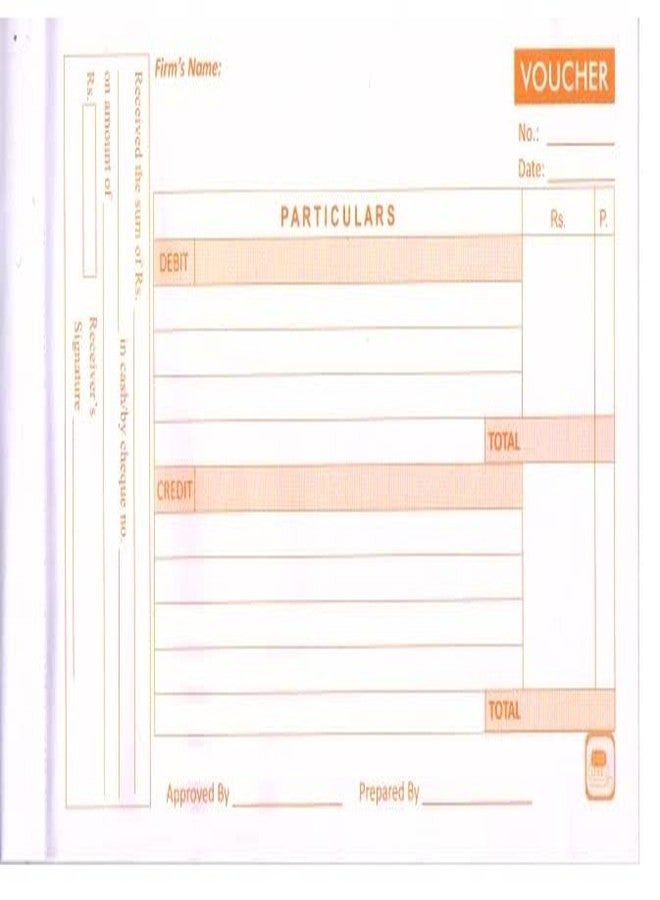 FIRST CLICK cash voucher book for payment Cash Receipt Book Cash Voucher Pad Debit/Credit Payment Booklets Set of 3 Notebooks 70 Sheets Consist of one Main and one Counter foil Size-13.2 x 22 x 0.6 cm - Image 2