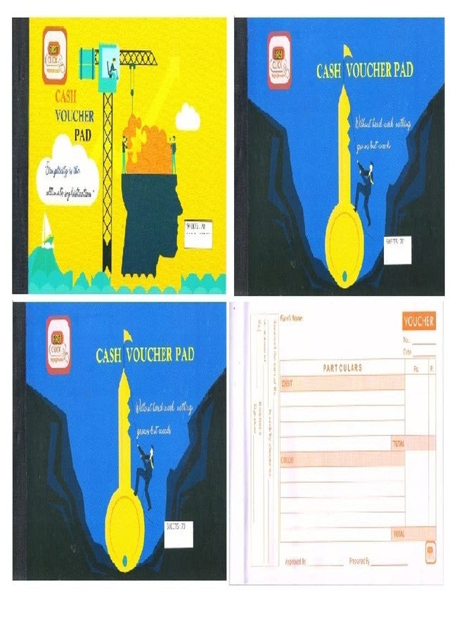 FIRST CLICK cash voucher book for payment Cash Receipt Book Cash Voucher Pad Debit/Credit Payment Booklets Set of 3 Notebooks 70 Sheets Consist of one Main and one Counter foil Size-13.2 x 22 x 0.6 cm - Image 3