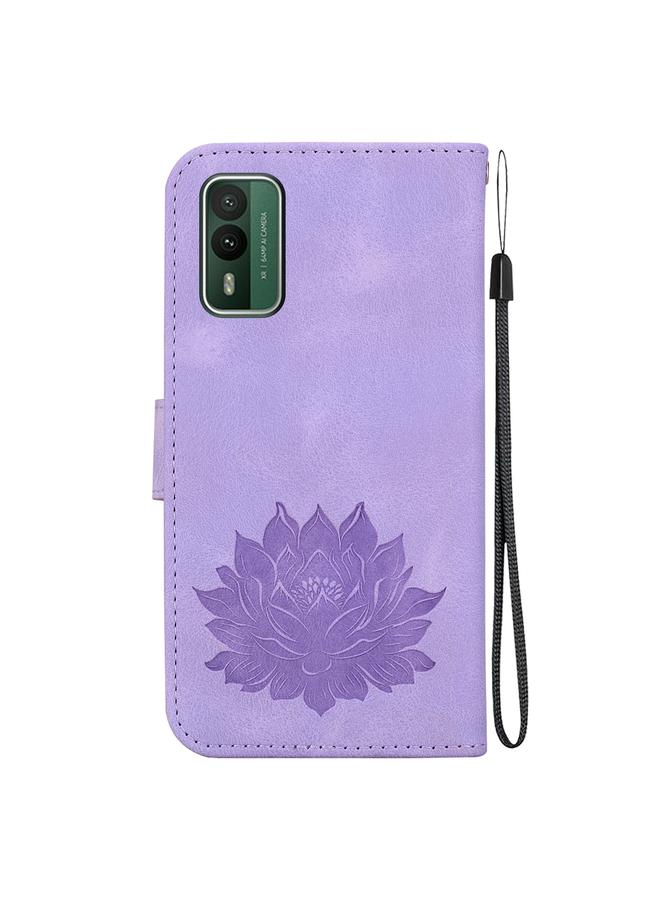 اس-توب جراب لهاتف Nokia XR21 مصنوع من الجلد المنقوش بنقشة لوتس - Image 3