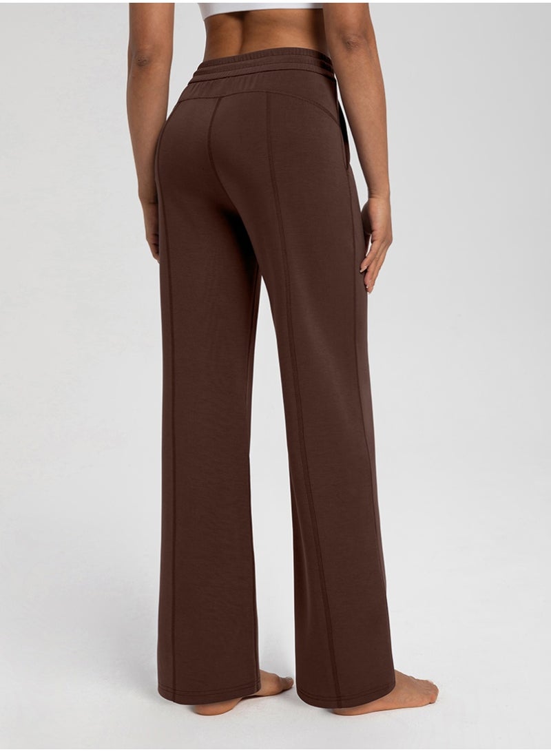 Women's High-Waisted Modal Wide Leg Yoga Pants - Sand Wash Air Layer Loose Casual Sports Trousers with Drawstring - Image 4
