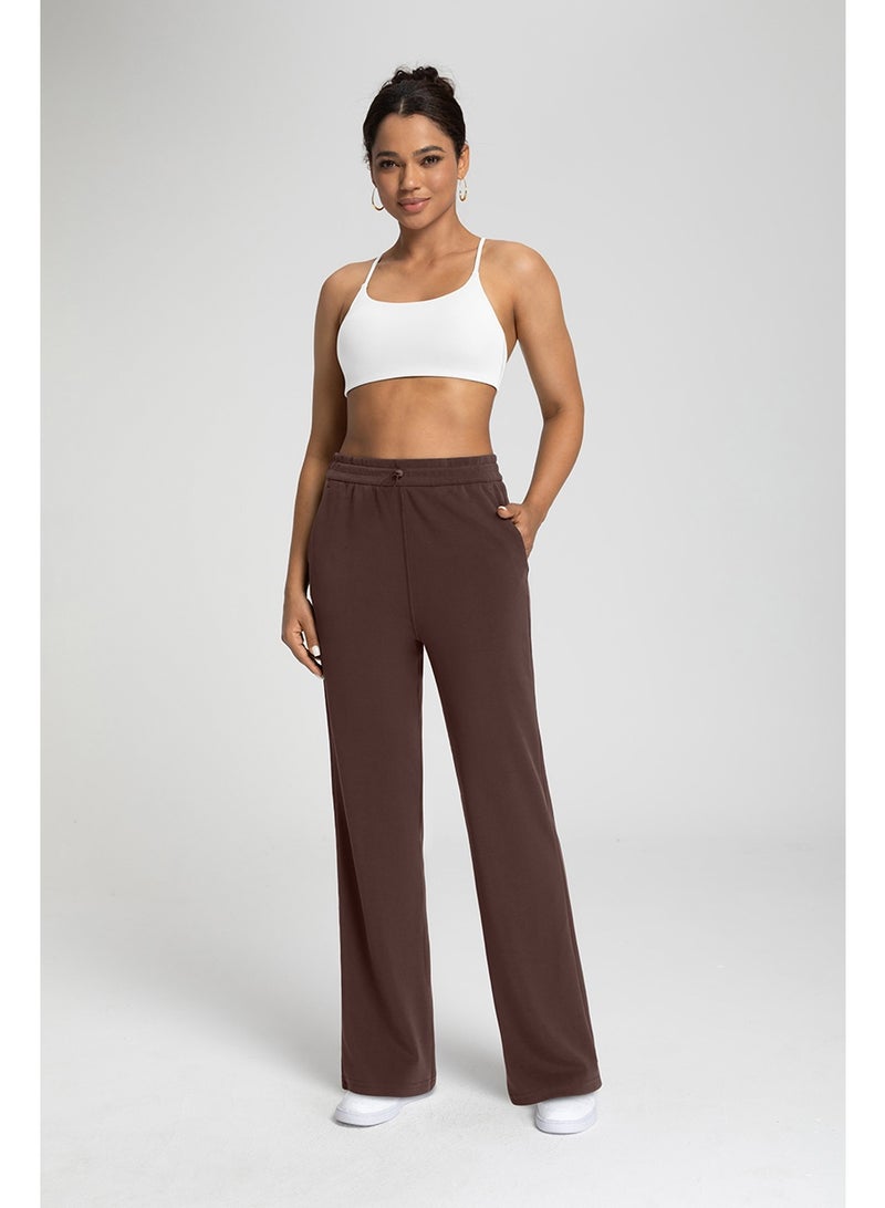 Women's High-Waisted Modal Wide Leg Yoga Pants - Sand Wash Air Layer Loose Casual Sports Trousers with Drawstring - Image 1