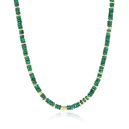 chorfla Beaded Gemstone Necklaces for Women Bohemian Colored Choker Natural Stone Bead Decoration Summer Beach Handmade Jewelry Necklace malachite - Image 1