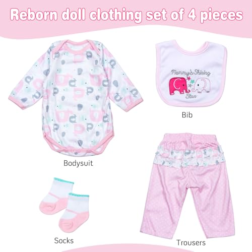 Pedolltree Reborn Baby Doll Clothes Baby Girl Doll Clothing Outfit Accessories 4 Pices Sets for 20 23 Inches - Image 5