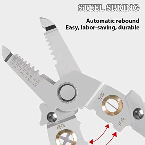 KBZONE Wire Stripper And Crimping Tool for Electrician, Multifunction Stainless Steel Wire Puller Plier, 6 In 1 Cable Looping, Splitting, Cutting Pliers Electrical Stripping Tool (6 in 1 wire stripper) - Image 5