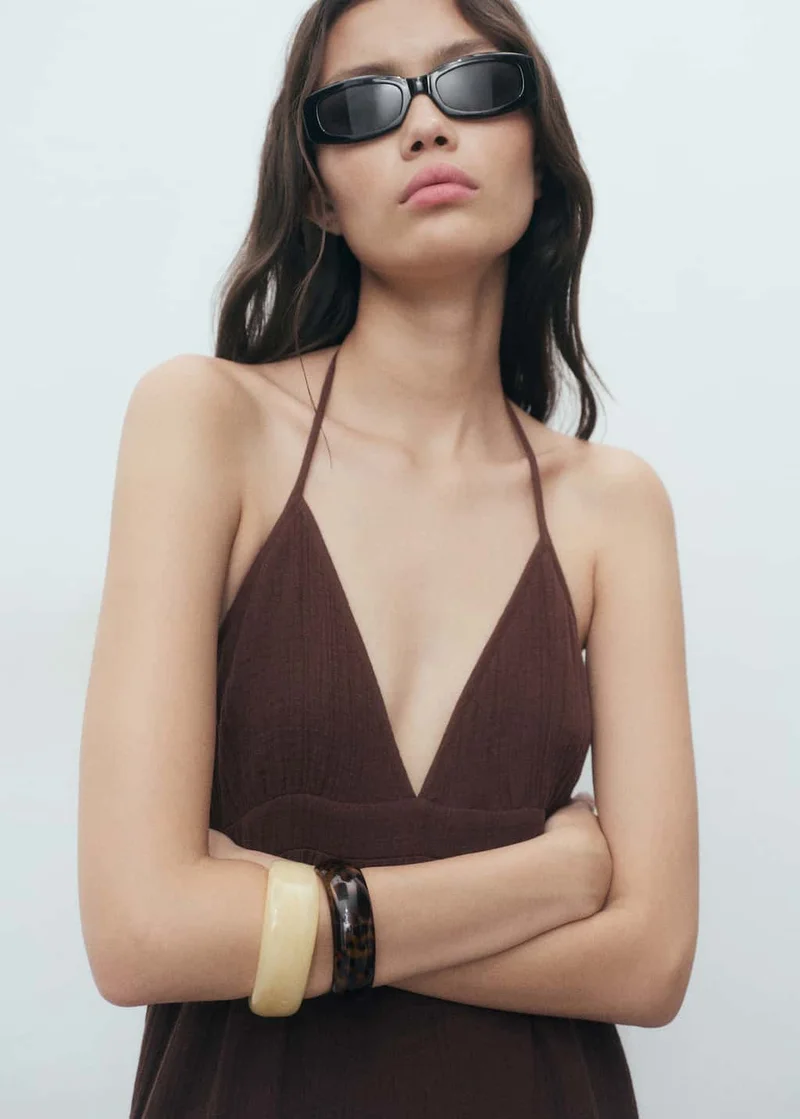MANGO V-Neck Cotton Dress