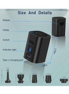 SYOSI Electric Air Pump for Inflatables, Portable Rechargeable 1600mAh Battery for Space Hopper Exercise Ball, Inflate Deflate Mini Pumps for Pool Floats Air Bed, Air Mattress Yoga Balls Vacuum Storage Bags  - Image 5