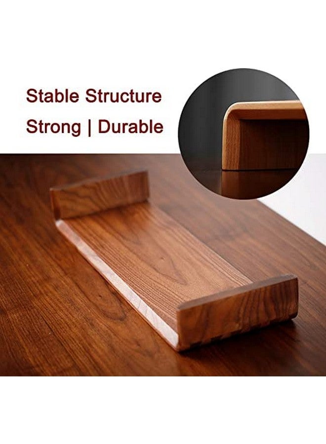 carpentray Wooden Computer Monitor Stand, Monitor Riser Desk Shelf Desktop Stand TV Laptop Riser with Keyboard Storage Desk (Walnut Finish) - Image 4