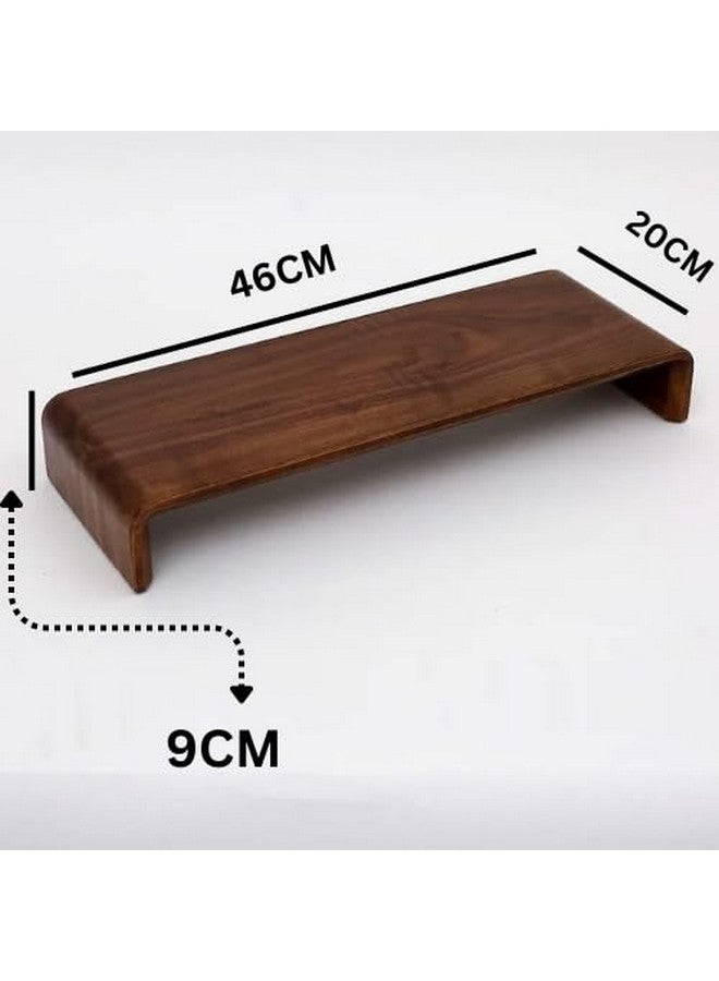 carpentray Wooden Computer Monitor Stand, Monitor Riser Desk Shelf Desktop Stand TV Laptop Riser with Keyboard Storage Desk (Walnut Finish) - Image 2