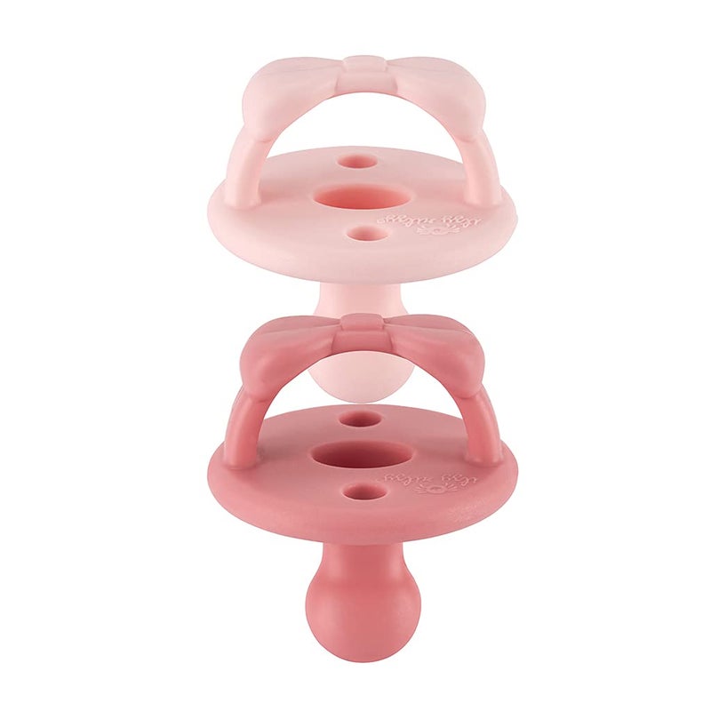 Itzy Ritzy Silicone Orthodontic Pacifiers - Itzy Soother Pacifiers with Collapsible Handle & Two Air Holes for Added Safety, Baby Pacifier For Ages 6-18 Months (Ballet Slipper & Primrose) - Image 2