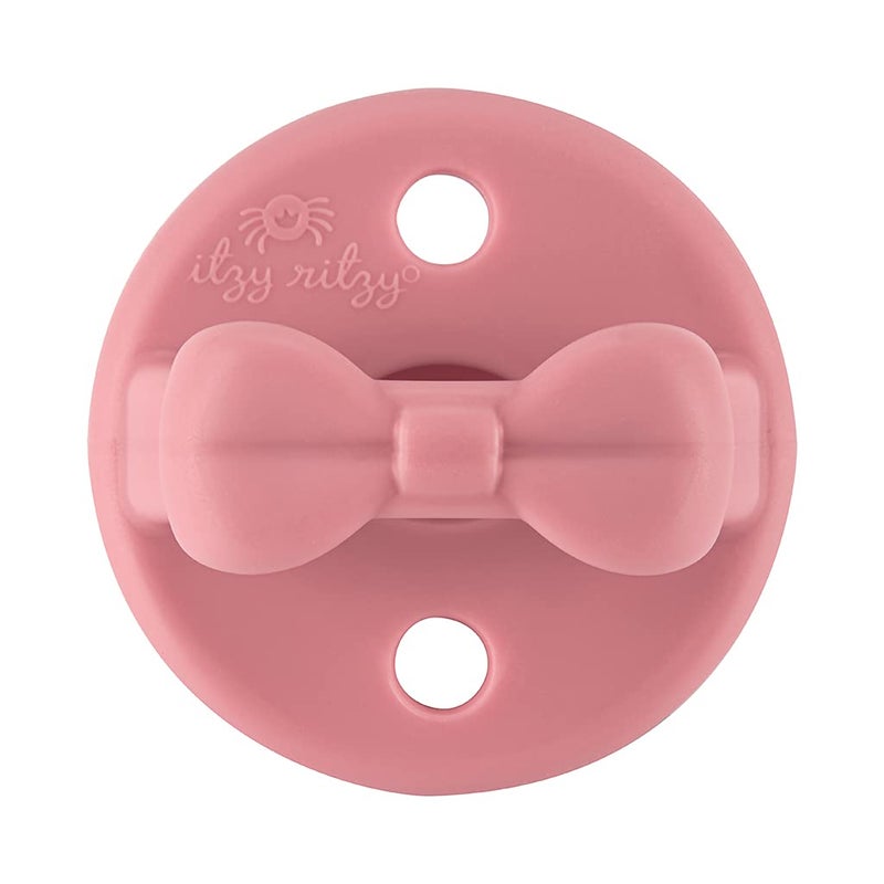 Itzy Ritzy Silicone Orthodontic Pacifiers - Itzy Soother Pacifiers with Collapsible Handle & Two Air Holes for Added Safety, Baby Pacifier For Ages 6-18 Months (Ballet Slipper & Primrose) - Image 5