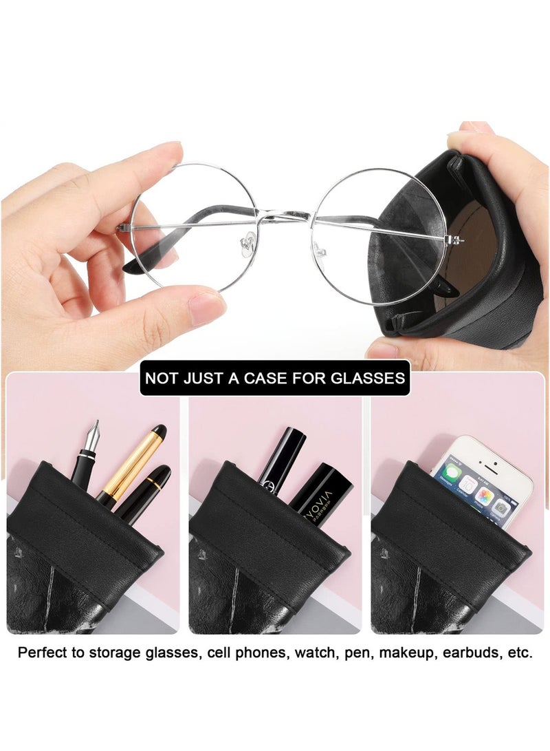 KASTWAVE Leather Glasses Case, 3 Pack Soft Sunglasses Pouch, PU Leather Portable Eyeglasses Holder Slim Travel Sunglasses Bag for Women Men Kids - Image 5
