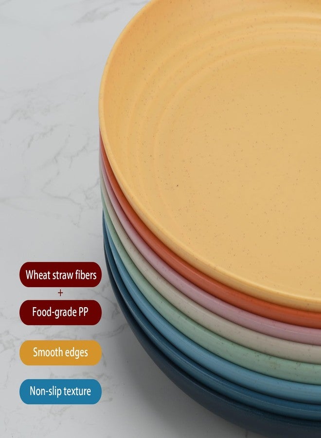 LYHLYA Wheat Straw 10-Inch Dinner Plates, Set of 8, Unbreakable Microwave and Dishwasher Safe, Multi-Color Classic Design - Image 2
