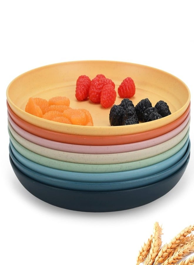 LYHLYA Wheat Straw 10-Inch Dinner Plates, Set of 8, Unbreakable Microwave and Dishwasher Safe, Multi-Color Classic Design - Image 1