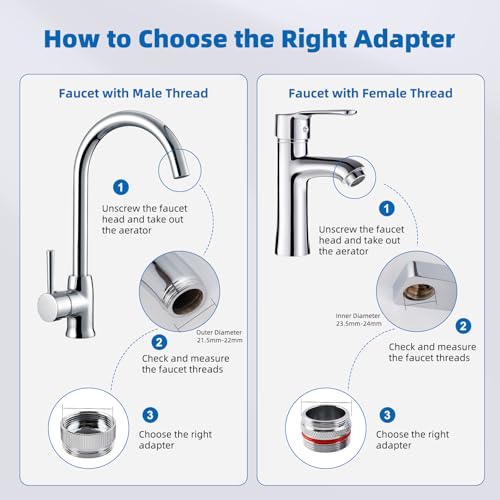 iFealClear 18 Pcs Brass Faucet Adapter Kit, Kitchen Sink Aerator Adapters with 4 Pcs Removal Wrench Tools, Male Female Connectors for Faucet with Removable Aerators to Water Filter, Garden Hose, Rv - Image 4