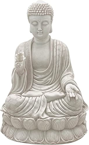 Bellaa 23279 Meditating Buddha Statue 12" inch Yoga Lotus Mudra Sitting Blessing Happy Tibetan Buda Altar Sculptures Japanese Zen Garden Decor Marble Stone Resin Figurines - Image 3
