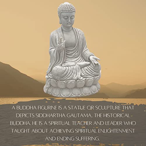 Bellaa 23279 Meditating Buddha Statue 12" inch Yoga Lotus Mudra Sitting Blessing Happy Tibetan Buda Altar Sculptures Japanese Zen Garden Decor Marble Stone Resin Figurines - Image 5