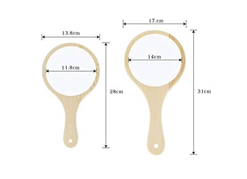 kreni kreni Natural Wood Mirror Wooden Hand Mirror Vintage Portable Compact Makeup Vanity Hand Held with Handle Dressing Table Shaving and for Travel kit Big Round - Image 3
