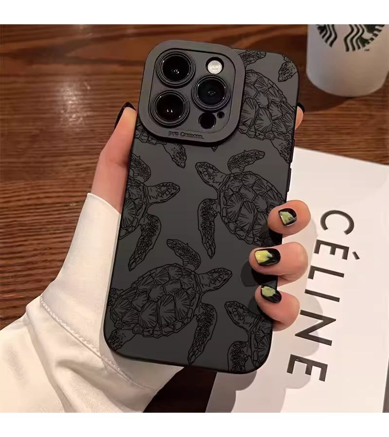 1 Piece Black Turtle Frosted Phone Case Compatible With iPhone 12 Protective Cover - Image 1
